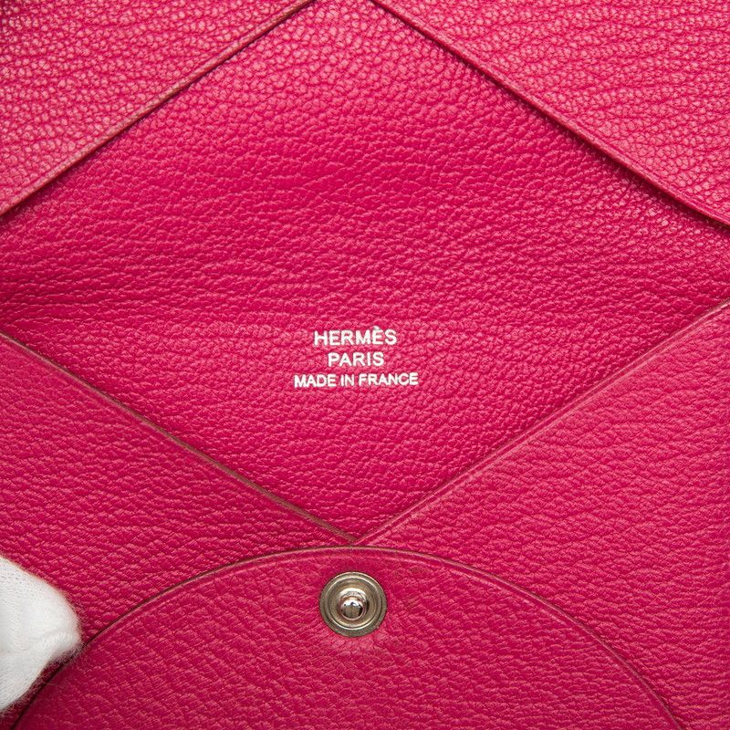 Hermes Calvi Card Case Pink Chevre