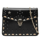 Bvlgari Serpenti Studded Chain Shoulder Bag Black Leather