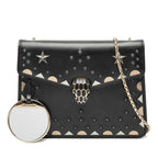 Bvlgari Serpenti Studded Chain Shoulder Bag Black Leather