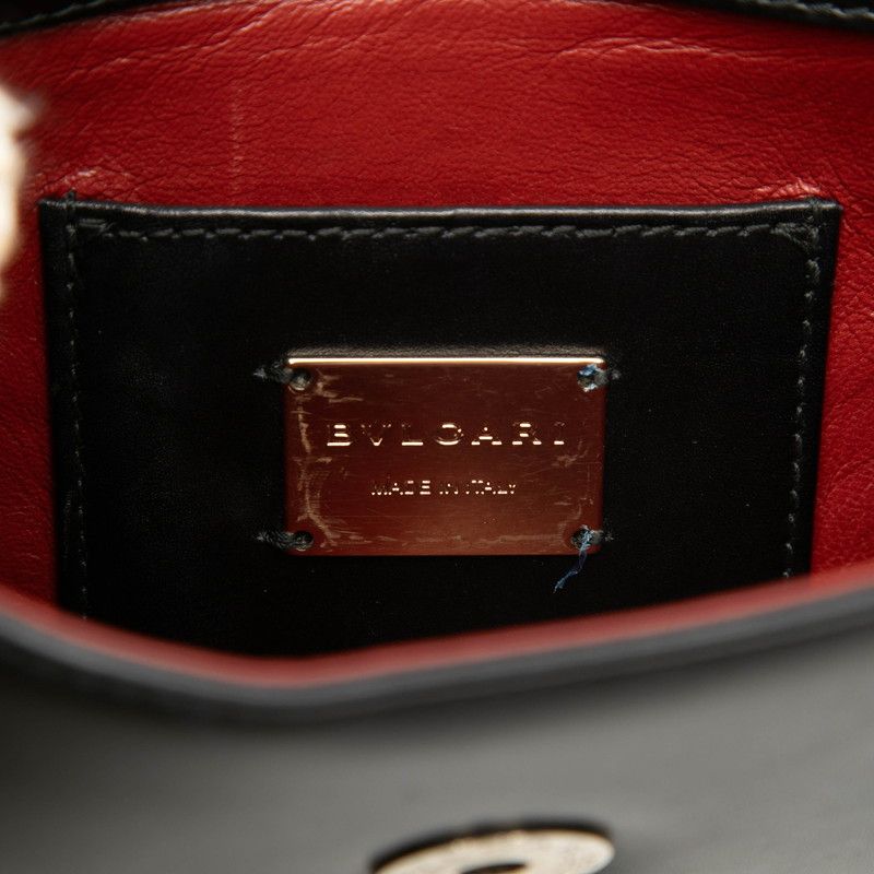 Bvlgari Serpenti Studded Chain Shoulder Bag Black Leather