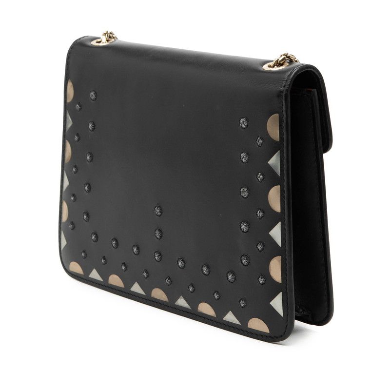 Bvlgari Serpenti Studded Chain Shoulder Bag Black Leather