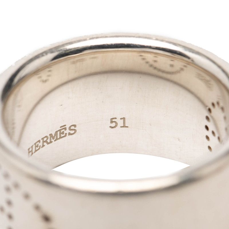 Hermes Eclipse Ribbon Ring 51 Silver