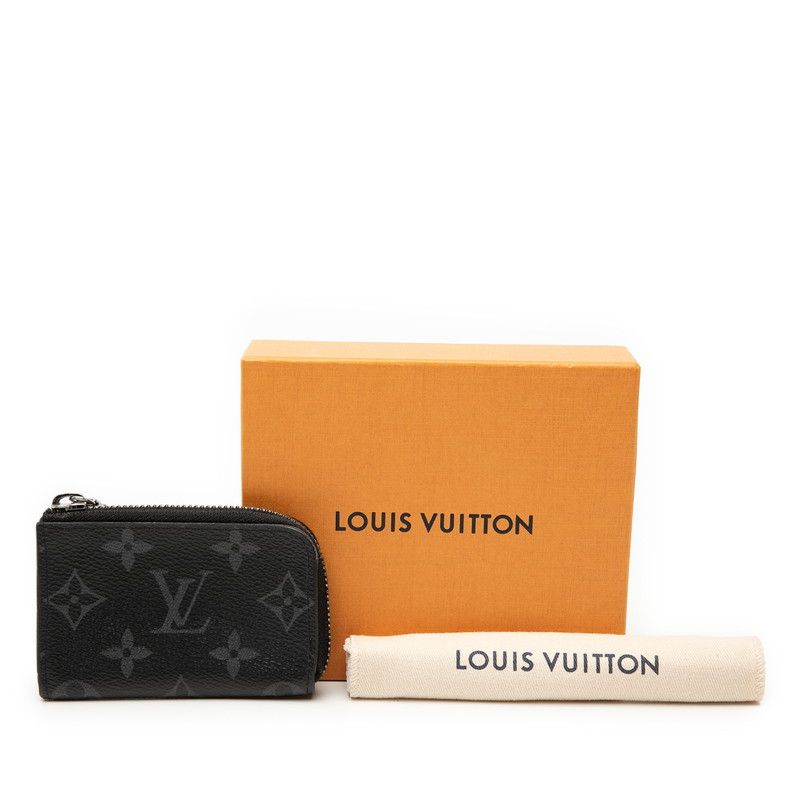 Louis Vuitton Monogram Eclipse Porte Monnaie Joule Coin Case Black