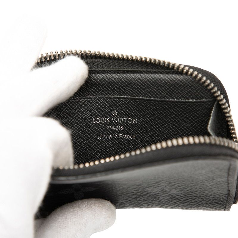 Louis Vuitton Monogram Eclipse Porte Monnaie Joule Coin Case Black