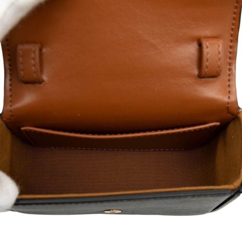 Celine Triomphe Mini Claude Crossbody Shoulder Bag Brown Tan Leather