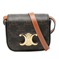 Celine Triomphe Mini Claude Crossbody Shoulder Bag Brown Tan Leather