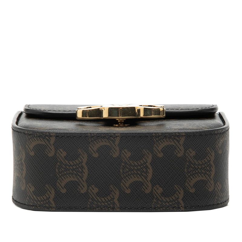 Celine Triomphe Mini Claude Crossbody Shoulder Bag Brown Tan Leather