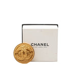 Chanel CC Logo Vintage Medallion Round Brooch Gold Plated