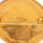 Chanel CC Logo Vintage Medallion Round Brooch Gold Plated