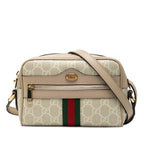 Gucci Ophidia GG Supreme Crossbody Mini Shoulder Bag Beige Leather