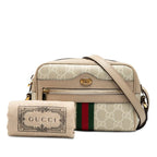Gucci Ophidia GG Supreme Crossbody Mini Shoulder Bag Beige Leather