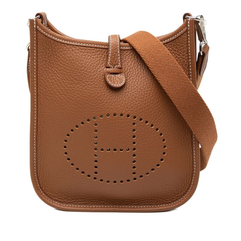 Hermes Evelyne 16 TPM Crossbody Shoulder Bag Brown Silver