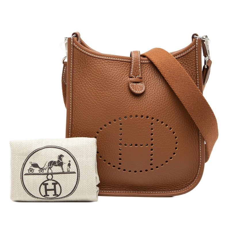 Hermes Evelyne 16 TPM Crossbody Shoulder Bag Brown Silver