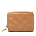 Louis Vuitton Monogram Embossed Portefeuille Camel Brown Lamb Leather