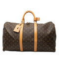 Louis Vuitton Monogram Keepall 50 Boston Bag Brown Leather