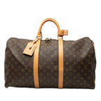 Louis Vuitton Monogram Keepall 50 Boston Bag Brown Leather