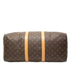 Louis Vuitton Monogram Keepall 50 Boston Bag Brown Leather