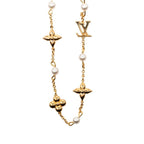 Louis Vuitton Necklace a Gold Plated Faux Pearl
