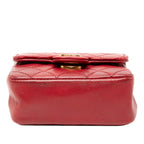 Chanel Mini Quilted Chain Shoulder Bag Red Gold Lambskin