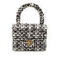Chanel CC Logo Mini Handbag Black White Tweed Sequin
