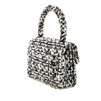 Chanel CC Logo Mini Handbag Black White Tweed Sequin