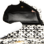 Chanel CC Logo Mini Handbag Black White Tweed Sequin