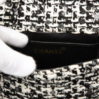 Chanel CC Logo Mini Handbag Black White Tweed Sequin