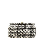 Chanel CC Logo Mini Handbag Black White Tweed Sequin