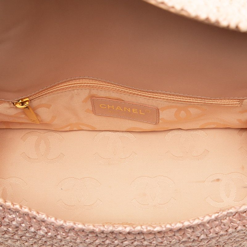 Chanel CC Logo Chain Shoulder Bag Pink Straw -]