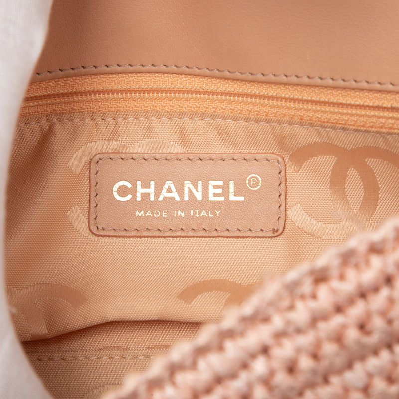 Chanel CC Logo Chain Shoulder Bag Pink Straw -]