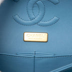 Chanel Quilted CC Logo Blue Gold Denim Sequins