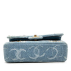 Chanel Quilted CC Logo Blue Gold Denim Sequins