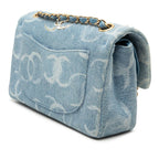 Chanel Quilted CC Logo Blue Gold Denim Sequins