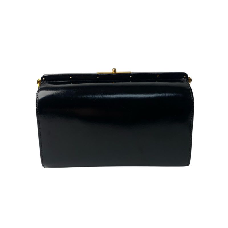 Hermes Box Calf Vintage Shoulder Bag Leather Black Dark Green