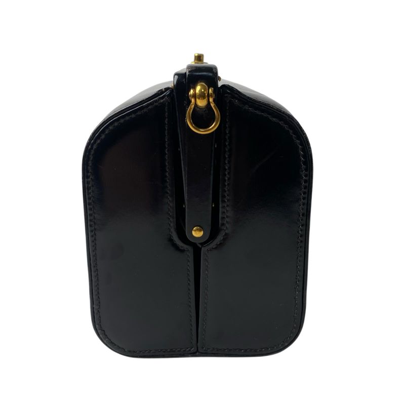 Hermes Box Calf Vintage Shoulder Bag Leather Black Dark Green