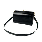 Hermes Box Calf Vintage Shoulder Bag Leather Black Dark Green