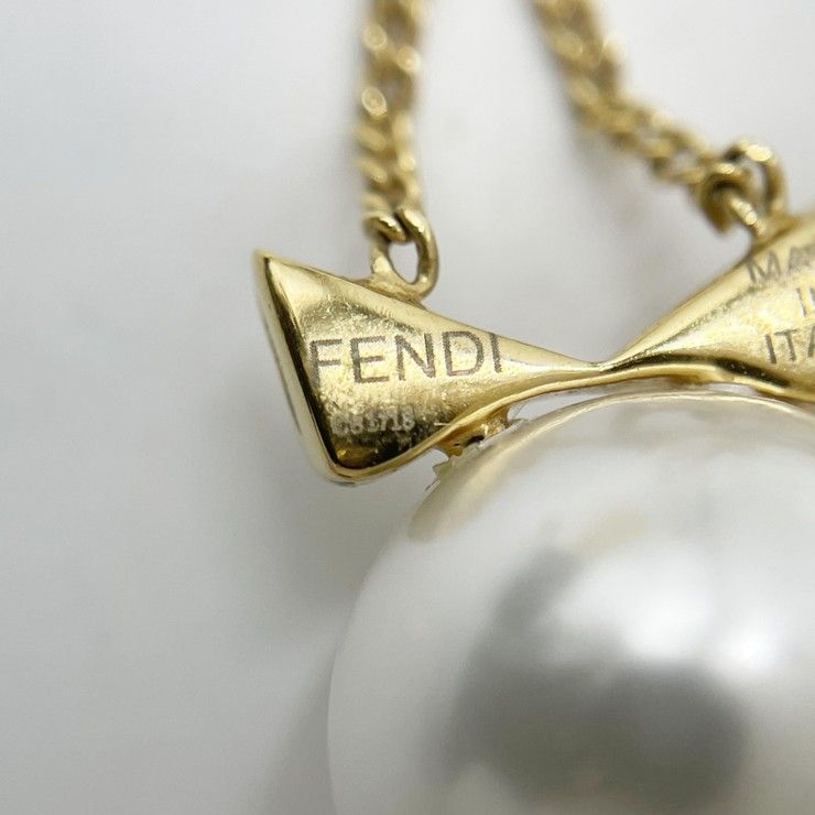 Fendi Necklace Zodiac Gold Metal Faux Pearl