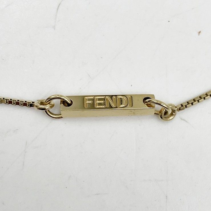 Fendi Necklace Zodiac Gold Metal Faux Pearl