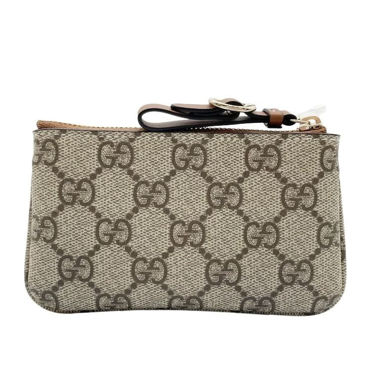 Gucci Coin Case GG Supreme Beige Brown Leather