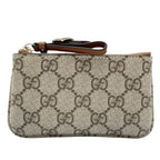 Gucci Coin Case GG Supreme Beige Brown Leather