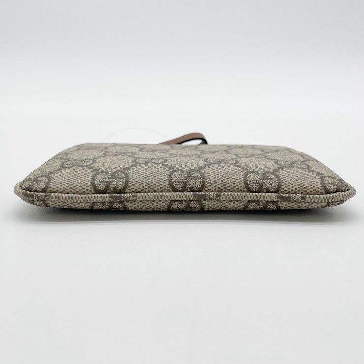 Gucci Coin Case GG Supreme Beige Brown Leather