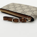 Gucci Coin Case GG Supreme Beige Brown Leather
