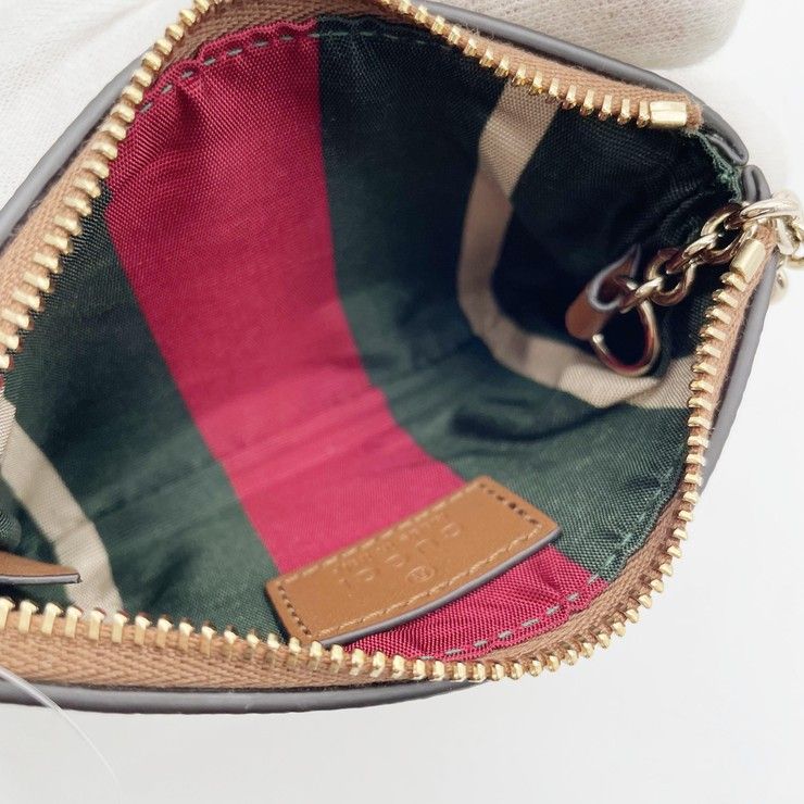 Gucci Coin Case GG Supreme Beige Brown Leather