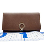 Bvlgari Wallet Brown Leather Logo Clip Bifold