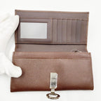 Bvlgari Wallet Brown Leather Logo Clip Bifold