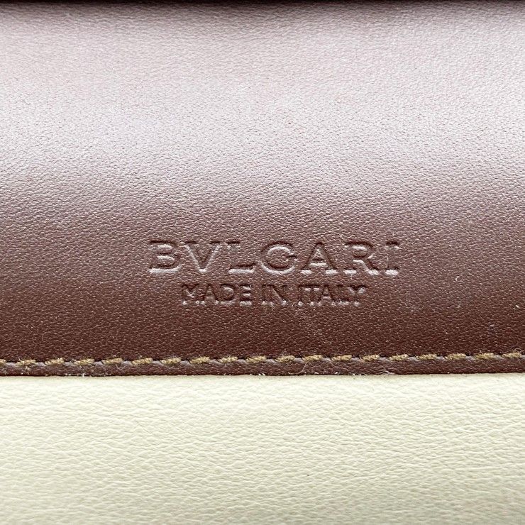 Bvlgari Wallet Brown Leather Logo Clip Bifold