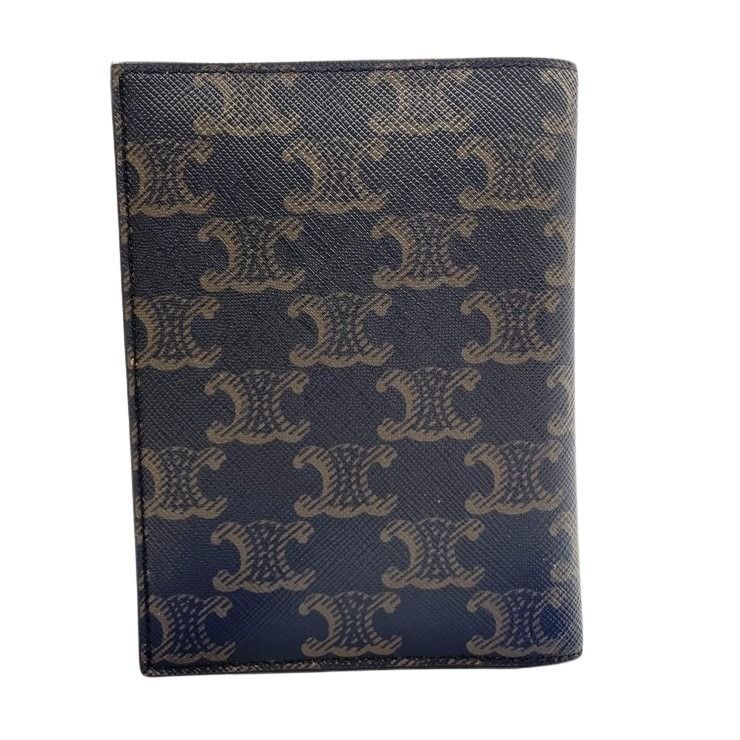 Celine Passport Case Triomphe Black Tan Canvas X