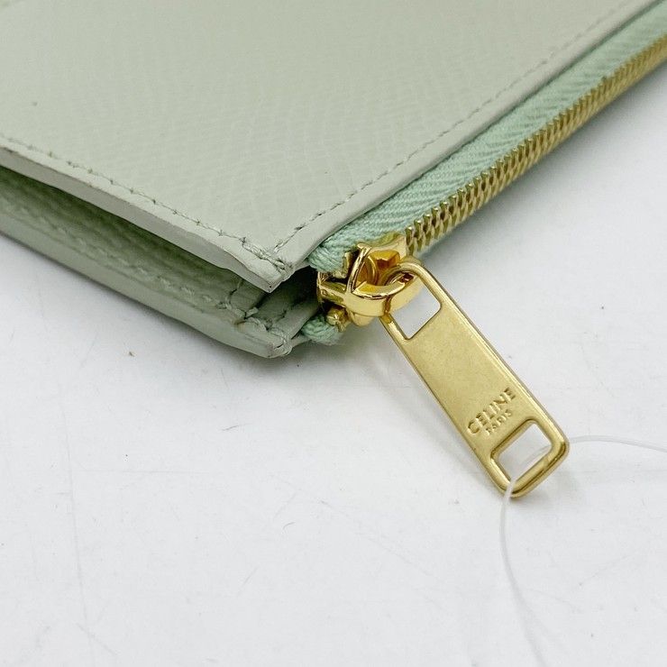 Celine Card Coin Case Fragment Pastel Green Leather Gold