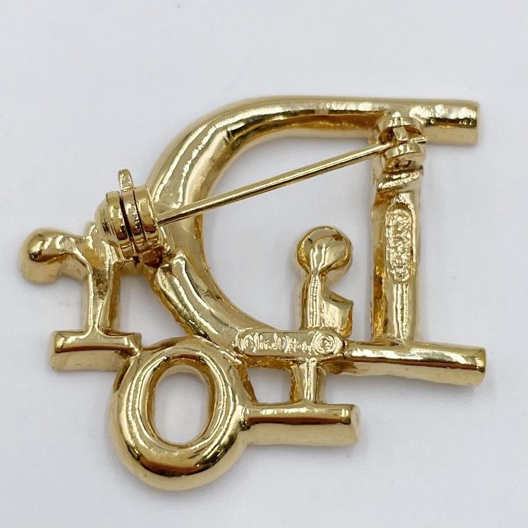 Dior Brooch Gold Metal Logo