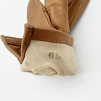 Hermes Gloves Logo Brown Leather Silver